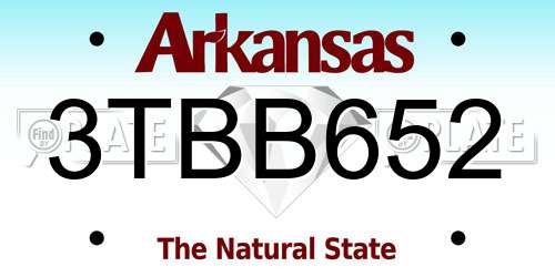 3TBB652 Arkansas License Plate