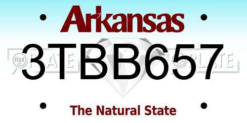 3TBB657 Arkansas License Plate