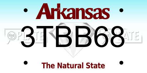 3TBB68 Arkansas License Plate