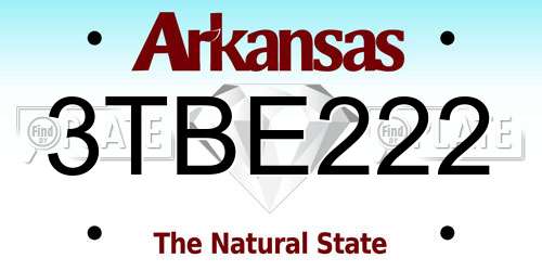 3TBE222 Arkansas License Plate