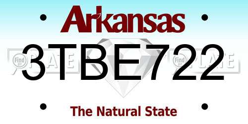 3TBE722 Arkansas License Plate