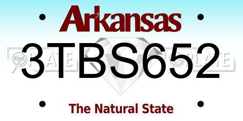 3TBS652 Arkansas License Plate