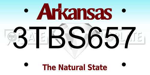 3TBS657 Arkansas License Plate