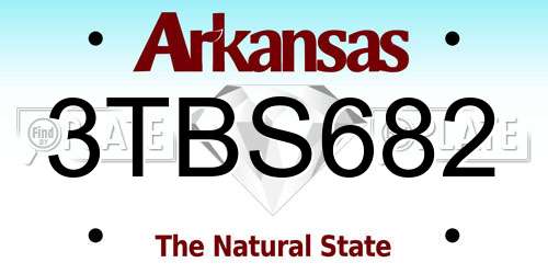 3TBS682 Arkansas License Plate