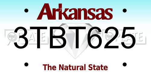 3TBT625 Arkansas License Plate