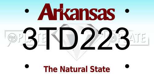 3TD223 Arkansas License Plate