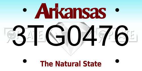 3TG0476 Arkansas License Plate