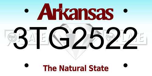 3TG2522 Arkansas License Plate