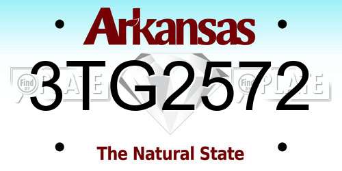 3TG2572 Arkansas License Plate