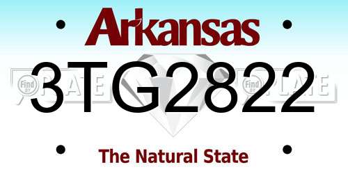 3TG2822 Arkansas License Plate
