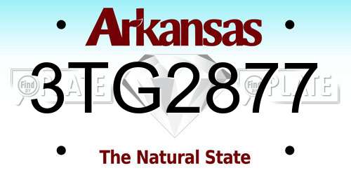 3TG2877 Arkansas License Plate