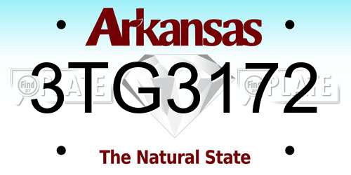 3TG3172 Arkansas License Plate