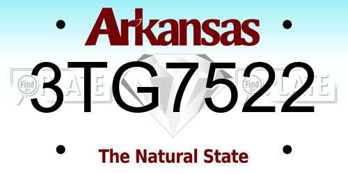3TG7522 Arkansas License Plate