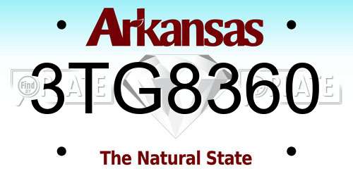 3TG8360 Arkansas License Plate