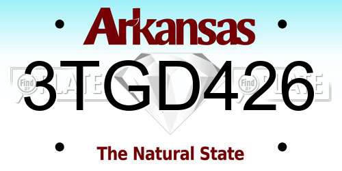 3TGD426 Arkansas License Plate