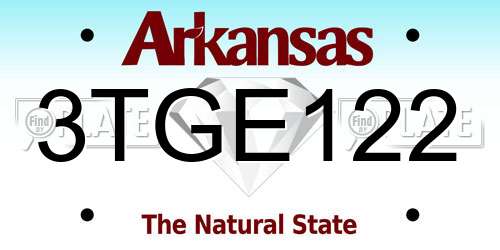 3TGE122 Arkansas License Plate