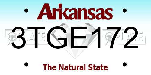 3TGE172 Arkansas License Plate