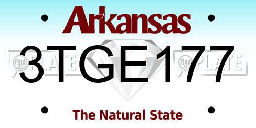 3TGE177 Arkansas License Plate
