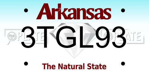 3TGL93 Arkansas License Plate