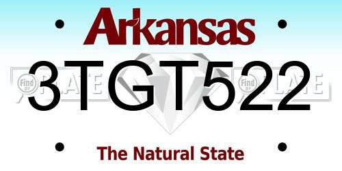 3TGT522 Arkansas License Plate