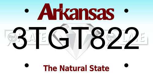 3TGT822 Arkansas License Plate