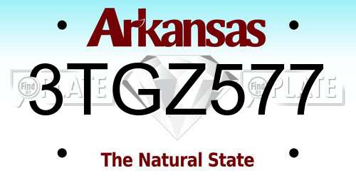 3TGZ577 Arkansas License Plate