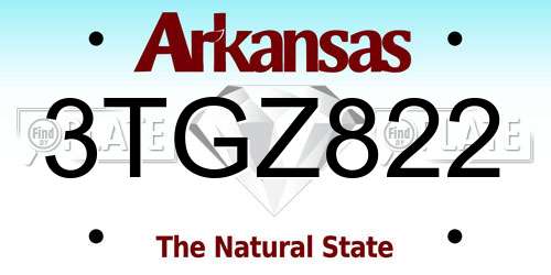 3TGZ822 Arkansas License Plate
