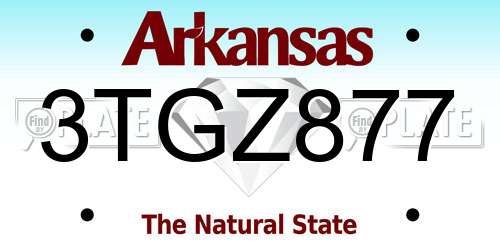 3TGZ877 Arkansas License Plate