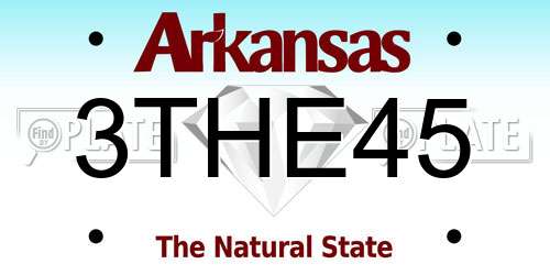 3THE45 Arkansas License Plate