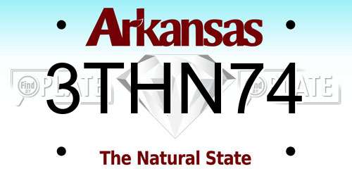 3THN74 Arkansas License Plate
