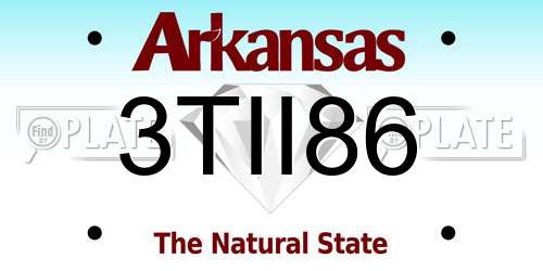 3TII86 Arkansas License Plate