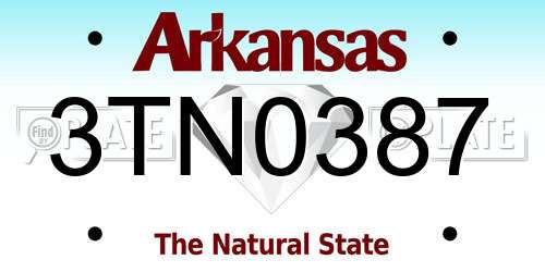 3TN0387 Arkansas License Plate