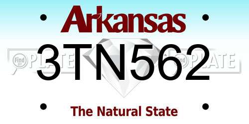3TN562 Arkansas License Plate