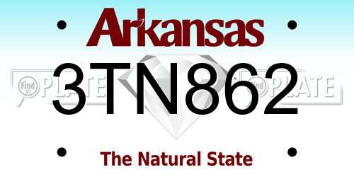 3TN862 Arkansas License Plate