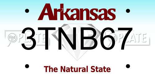 3TNB67 Arkansas License Plate
