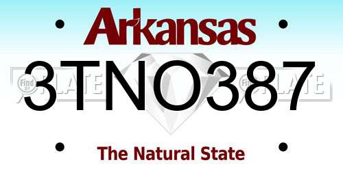 3TNO387 Arkansas License Plate