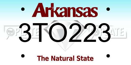 3TO223 Arkansas License Plate