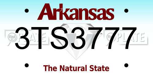 3TS3777 Arkansas License Plate