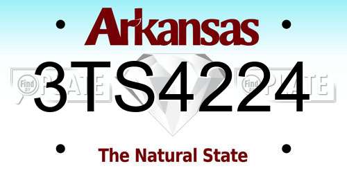 3TS4224 Arkansas License Plate