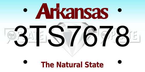 3TS7678 Arkansas License Plate
