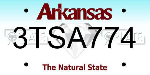 3TSA774 Arkansas License Plate