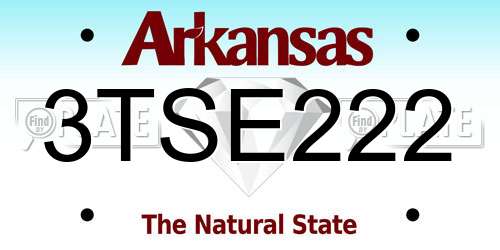 3TSE222 Arkansas License Plate