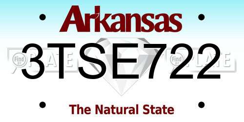 3TSE722 Arkansas License Plate