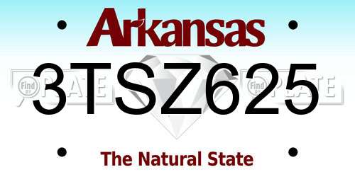 3TSZ625 Arkansas License Plate