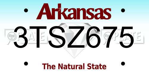 3TSZ675 Arkansas License Plate