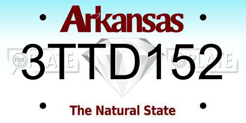 3TTD152 Arkansas License Plate