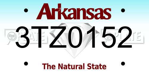 3TZ0152 Arkansas License Plate