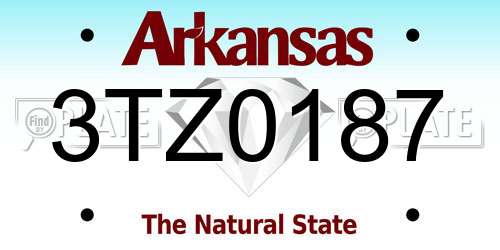 3TZ0187 Arkansas License Plate