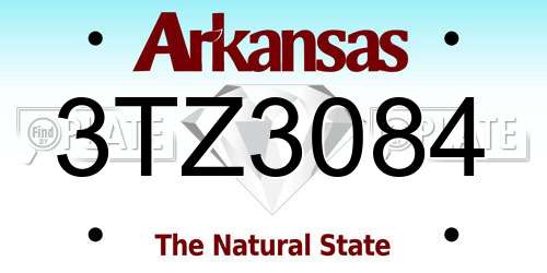 3TZ3084 Arkansas License Plate