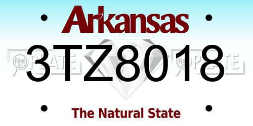 3TZ8018 Arkansas License Plate